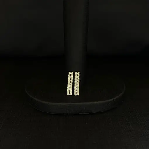 BRINCO RETANGULAR C/ ZIRCONIAS CRISTAIS E NEGRAS PRATA 925