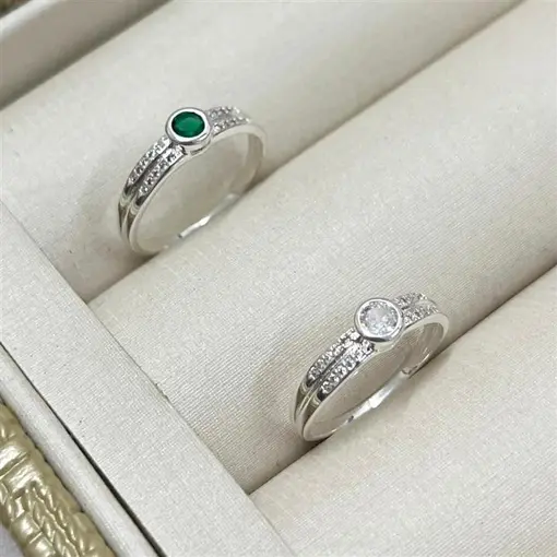 ANEL 4 DET. CRAV. C/ PEDRA REDONDA  FOLHEADO A PRATA