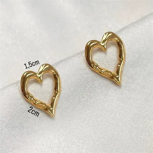 BR PINO CORAÇÃO VAZADO FOLHEADO A OURO 18K