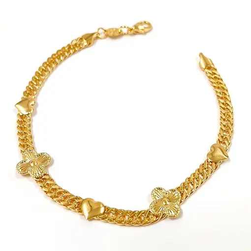 PUL CORAÇÕES C/ TREVINHOS FOLHEADO A OURO 18K