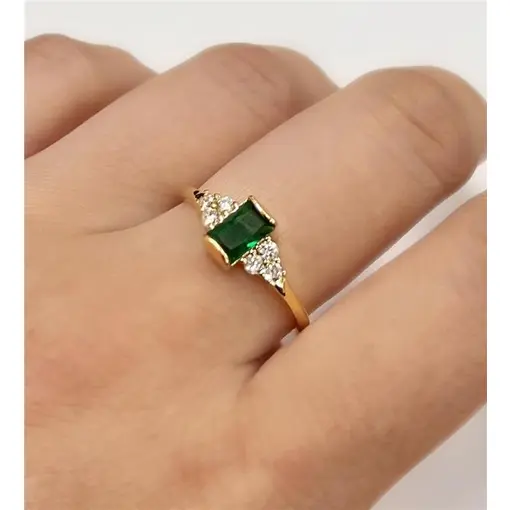 ANEL PEDRAS C/ MAIOR RETANGULAR  FOLHEADO A OURO 18K