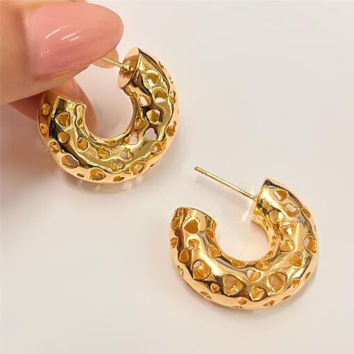 BR ARG PINO 2,5CM TUBO 8MM C/ DEZ VAZADOS FOLHEADO A OURO 18K