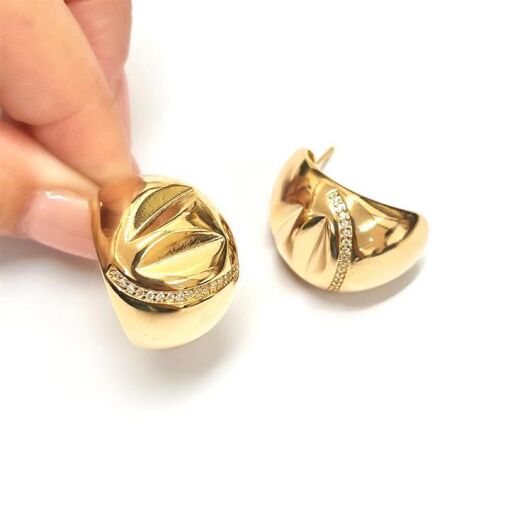 BR ARGOLA LARGA C/ ZIRC FOLHEADO A OURO 18K