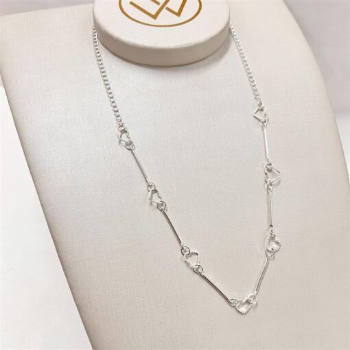 CHOKER CORAÇÃO DIAM. FOLHEADO A PRATA