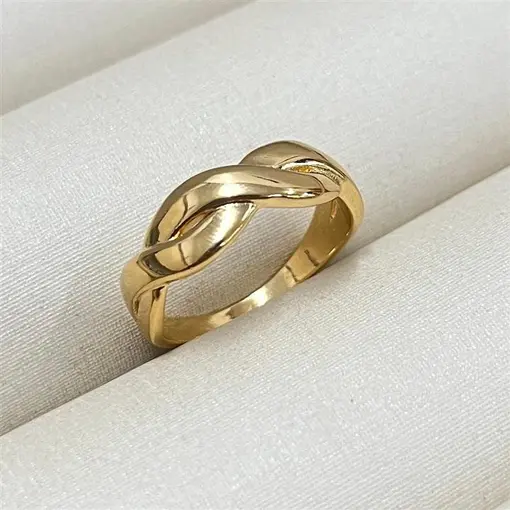 ANEL ARO ENTRELAÇADO  FOLHEADO A OURO 18K