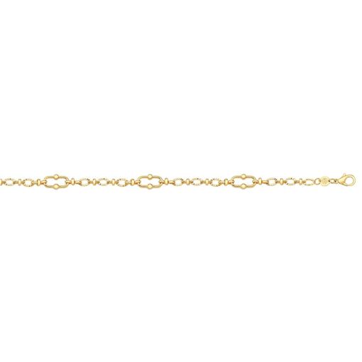 COR ELO OVAL C/ BOL 8,5MM C/ ELOS RISC 5,3MM FOLHEADO A OURO 18K