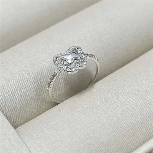 ANEL BORBOLETA CRAVEJADA NAS BORDAS  FOLHEADO A PRATA