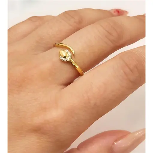 ANEL FINO ABERTO C/ PONTO DE LUZ  FOLHEADO A OURO 18K