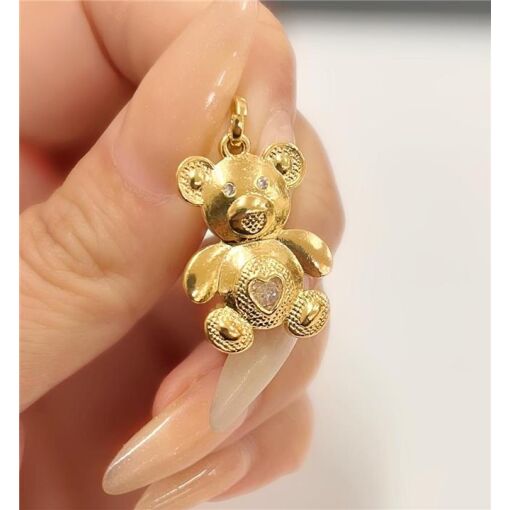 PING URSINHO OLHO ZIRC E BARRIGA C/ PEDRA FOLHEADO A OURO 18K