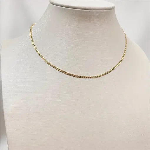 CORRENTE CUBANA RISCOS DIAM FINA 2,5MM FOLHEADO A OURO 18K