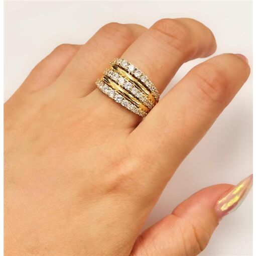 ANEL ARO TRIPLO CRAVEJADO  FOLHEADO A OURO 18K