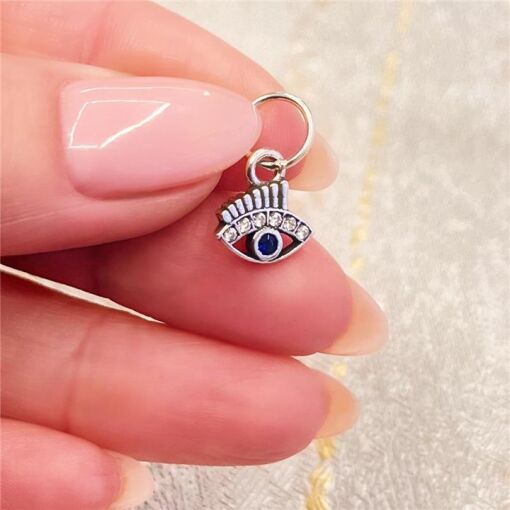 PINGENTE OLHO GREGO C/ ZIRCONIA AZUL E CRISTAL PRATA 925