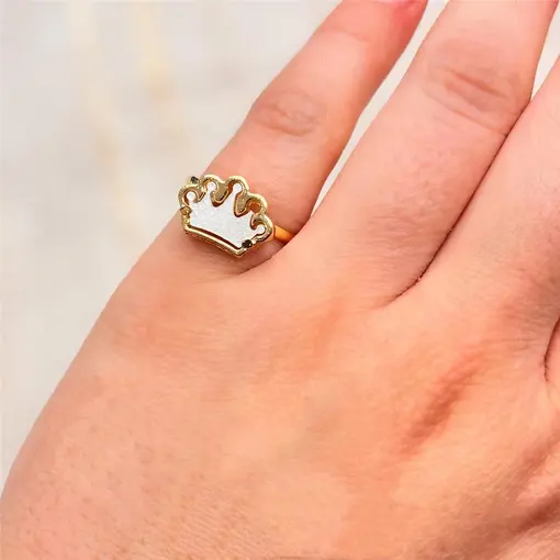 ANEL COROA MADREPEROLA FOLHEADO A OURO 18K