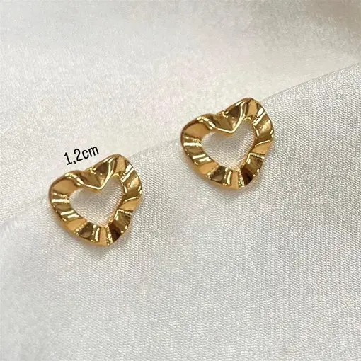 BR PINO CORAÇÃO VAZ ONDULADO  FOLHEADO A OURO 18K