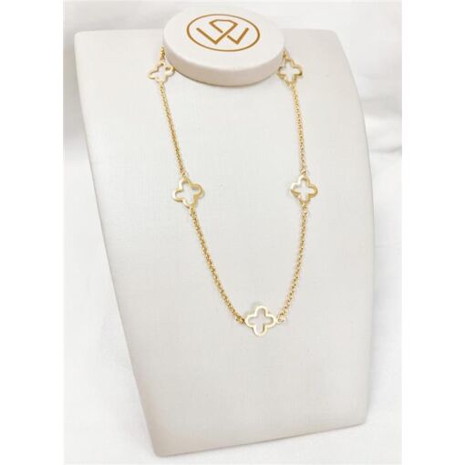 GARG C/ 5 TREVOS  FOLHEADO A OURO 18K