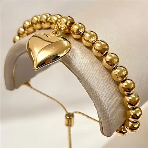 PUL GRAVATA C/ CORAÇÃO CHEIO PEND FOLHEADO A OURO 18K