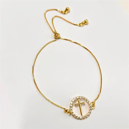 PUL REGULAVEL CRAV. C/CRUZ  FOLHEADO A OURO 18K