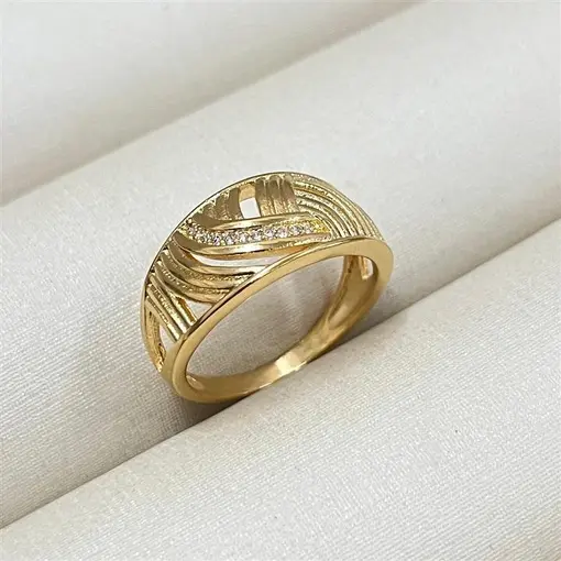 ANEL DETALHE CURVAS FOLHEADO A OURO 18K