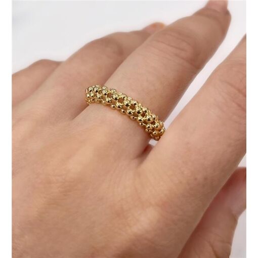 ANEL BOLINHAS VAZADAS  FOLHEADO A OURO 18K