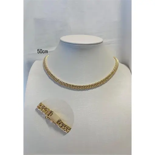 COLAR COR GRUMET DUPLA 8,5MM FOLHEADO A OURO 18K