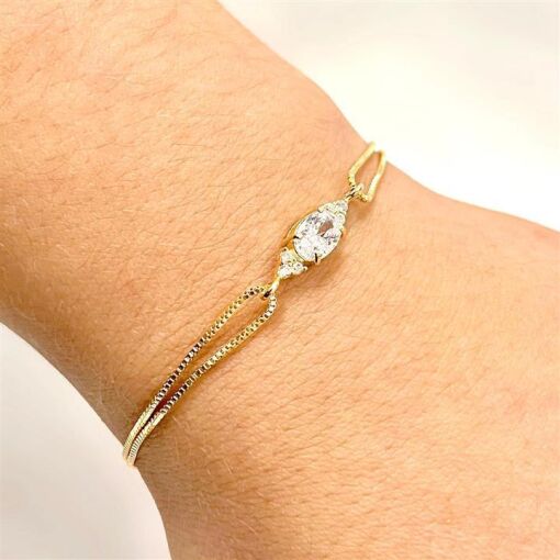 PULSEIRA C/ PONTOS DE LUZ OVAL FOLHEADO A OURO 18K