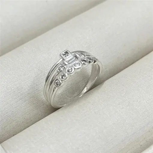 ANEL ARO TRIPLO QUAD/RET/RED FOLHEADO A PRATA