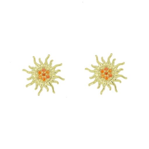 BR PINO  SOL PEDRAS LARANJAS FOLHEADO A OURO 18K