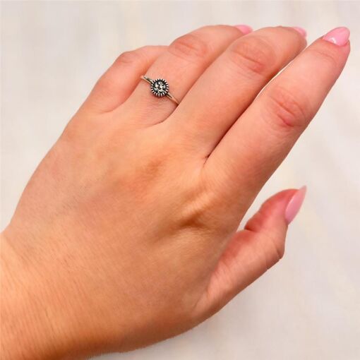 ANEL PEQUENO REDONDO C/ 6 PEDRINHAS PRATA 925