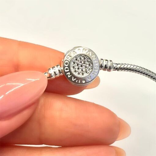 PANDORA C/ FECHO REDONDO  CRAVEJADO E ESCRITO PRATA 925