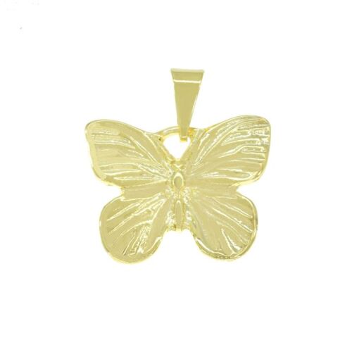 PING BORBOLETA DIAM. 2CM FOLHEADO A OURO 18K