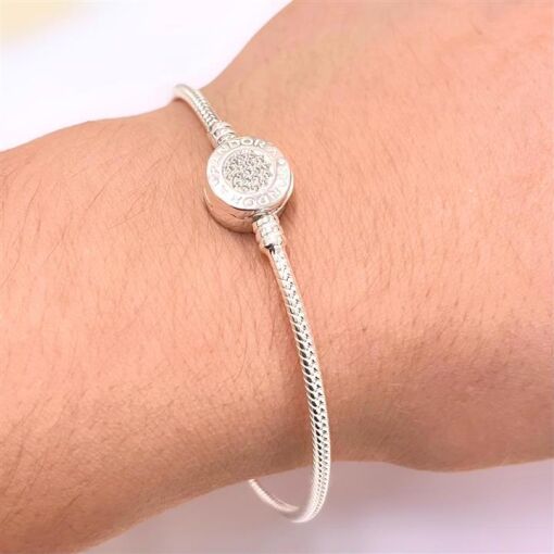 PANDORA C/ FECHO REDONDO  CRAVEJADO E ESCRITO PRATA 925