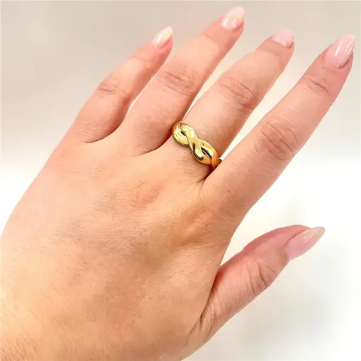 ANEL ARO ENTRELAÇADO  FOLHEADO A OURO 18K