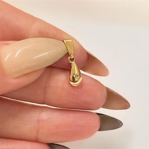 PING GOTINHA C/ PONTO DE LUZ FOLHEADO A OURO 18K