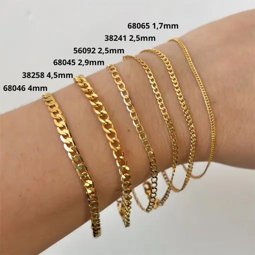 CORRENTE GROUMET DIAMANTADA 4, 5MM FOLHEADO A OURO 18K