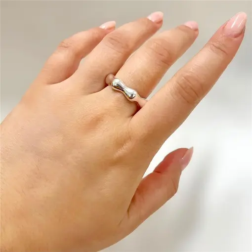 ANEL C/ PONTAS ARRED. FOLHEADO A PRATA