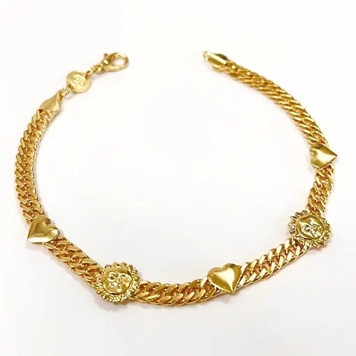 PUL CORAÇÕES E SOL FOLHEADO A OURO 18K