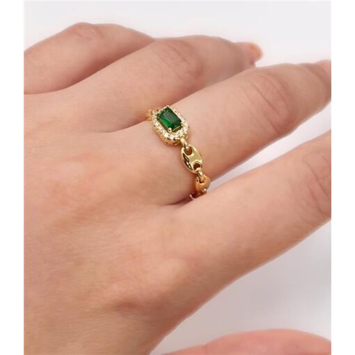 ANEL ARO DET. C/ SOLITARIO CRAV. FOLHEADO A OURO 18K