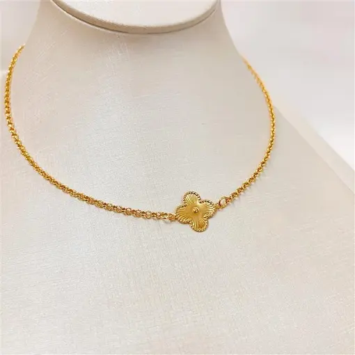 GARG ELOS C/ TREVO DIAMANTADO  FOLHEADO A OURO 18K