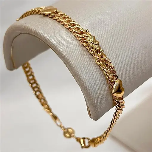 PUL CORAÇÕES C/ RAIOS FOLHEADO A OURO 18K