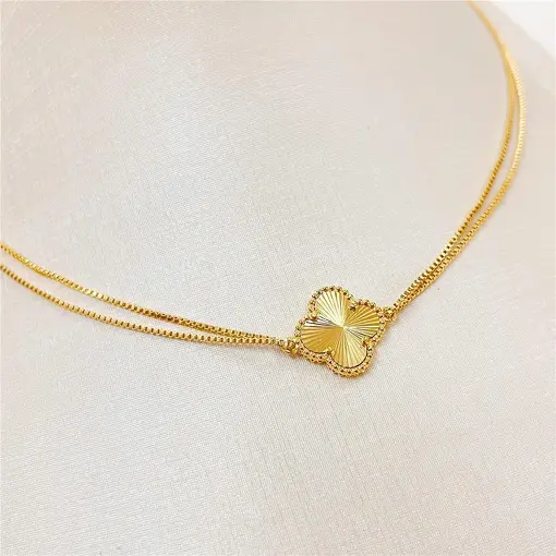 GARG DUPLA C/TREVO 1,5CM  FOLHEADO A OURO 18K