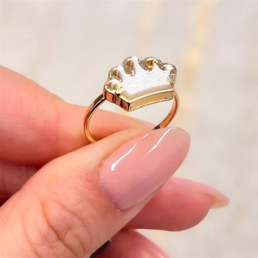 ANEL COROA MADREPEROLA FOLHEADO A OURO 18K