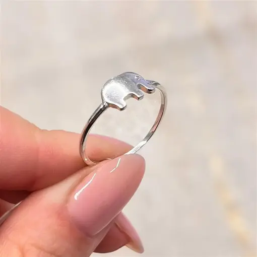 ANEL PEQ ELEFANTE LISO C/ OLHO ZIRCONIA PRATA 925