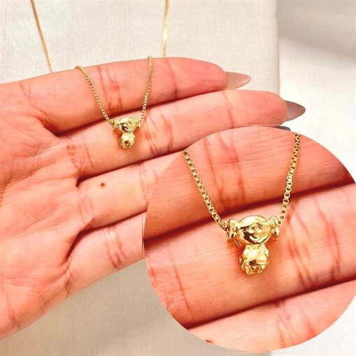 GARG MENININHA FOLHEADO A OURO 18K