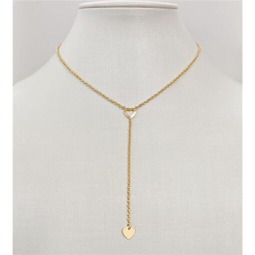 GARG TIPO Y C/ CORAÇÕES LISO E VAZADO FOLHEADO A OURO 18K