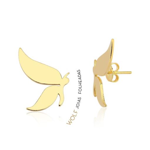 BR PINO BORBOLETA DE LADO LISA  FOLHEADO A OURO 18K