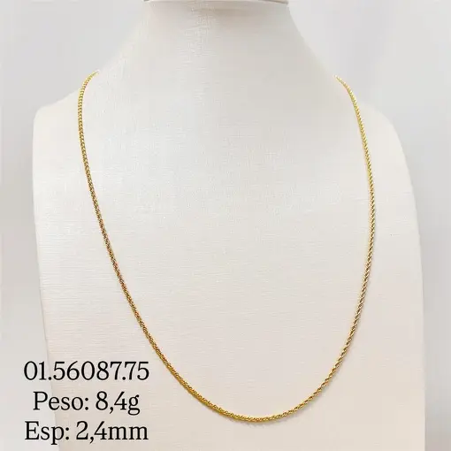 CORDAO BAIANO 2,4MM FOLHEADO A OURO 18K
