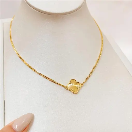 GARG DUPLA C/TREVO 1,5CM  FOLHEADO A OURO 18K