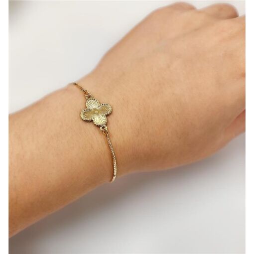 PUL GRAVATA VENE. TREVO RISC. FOLHEADO A OURO 18K