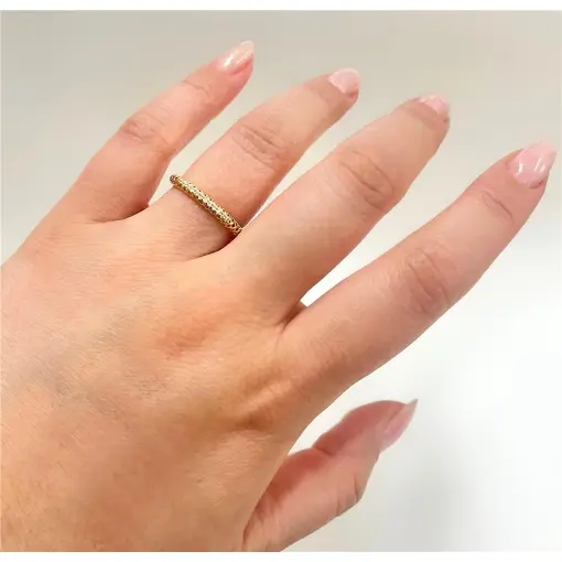 ANEL FINO CRAVEJADO  FOLHEADO A OURO 18K
