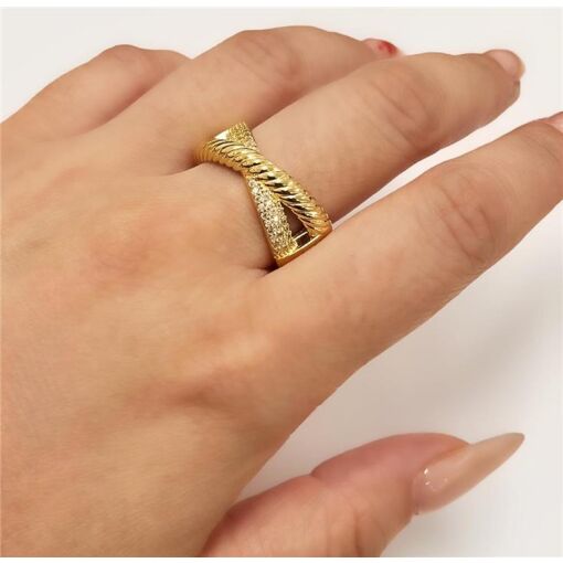 ANEL X CRAVEJADO/CORDA FOLHEADO A OURO 18K